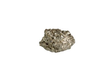 Pyrite mineral taş makrosu beyaz arkaplanda yakın plan