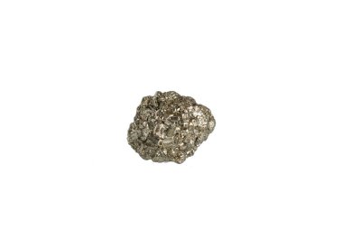 Pyrite mineral taş makrosu beyaz arkaplanda yakın plan
