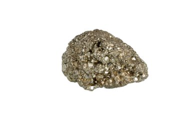 Pyrite mineral taş makrosu beyaz arkaplanda yakın plan