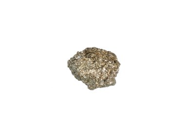 Pyrite mineral taş makrosu beyaz arkaplanda yakın plan