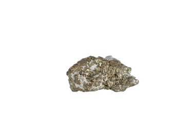 Pyrite mineral taş makrosu beyaz arkaplanda yakın plan