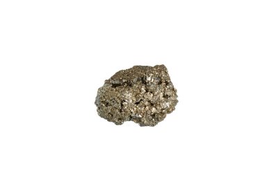 Pyrite mineral taş makrosu beyaz arkaplanda yakın plan