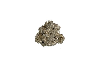 Pyrite mineral taş makrosu beyaz arkaplanda yakın plan