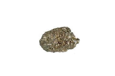 Pyrite mineral taş makrosu beyaz arkaplanda yakın plan