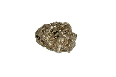 Pyrite mineral taş makrosu beyaz arkaplanda yakın plan