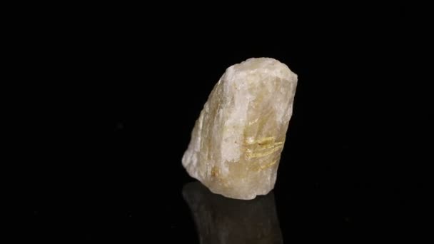 Pedra Mineral Polida Rutile Quartzo Zoisite Gira Círculo Fundo Preto — Vídeo de Stock
