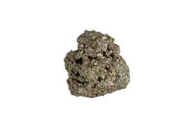 Pyrite mineral taş makrosu beyaz arkaplanda yakın plan