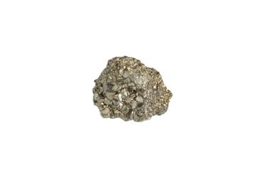 Pyrite mineral taş makrosu beyaz arkaplanda yakın plan
