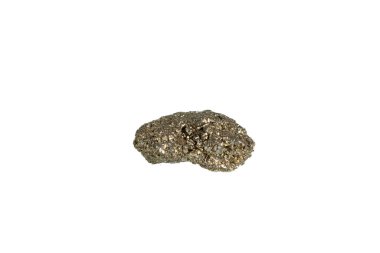 Pyrite mineral taş makrosu beyaz arkaplanda yakın plan