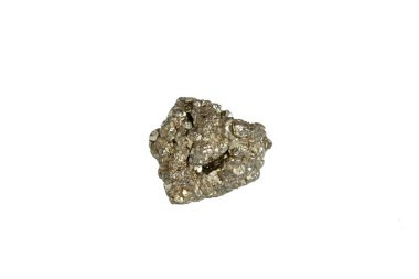 Pyrite mineral taş makrosu beyaz arkaplanda yakın plan