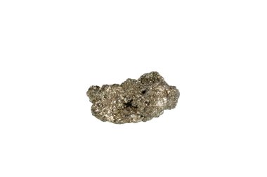 Pyrite mineral taş makrosu beyaz arkaplanda yakın plan