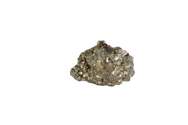 Pyrite mineral taş makrosu beyaz arkaplanda yakın plan