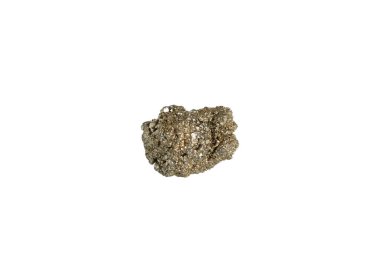 Pyrite mineral taş makrosu beyaz arkaplanda yakın plan
