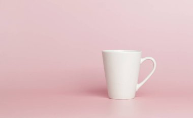 Çay için beyaz bardak ya da yakın plan pembe bir kahve.