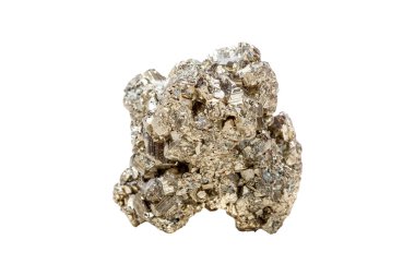 Beyaz arkaplanda Pyrite mineral taşı