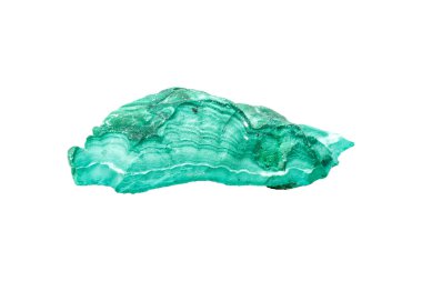 Beyaz arka planda kayadaki Malachite mineral taşı.