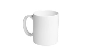 İzole edilmiş beyaz arka planda çay ya da kahve içmek için beyaz fincan.