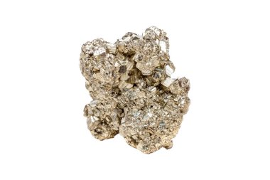 Beyaz arkaplanda Pyrite mineral taşı