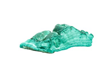 Beyaz arka planda kayadaki Malachite mineral taşı.