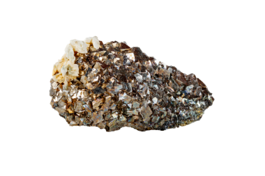 Beyaz zemin üzerinde arsenopyrite mineral taşı