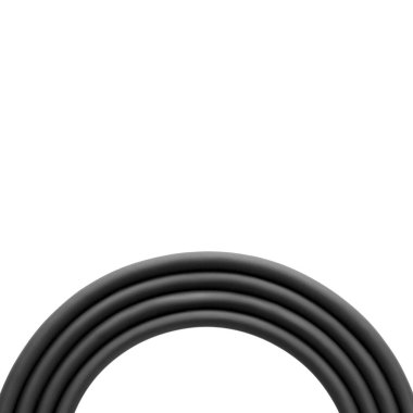 Beyaz arkaplanda siyah kablo yarım daire yakın plan