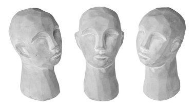 Dekorasyon için alçı başlığı grisini izole edilmiş beyaz arka plan yakın plan üzerine ayarla