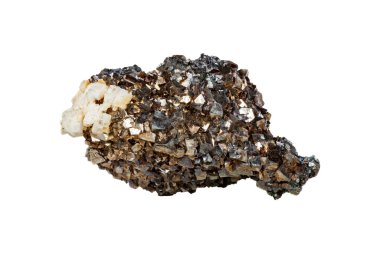 Beyaz zemin üzerinde arsenopyrite mineral taşı