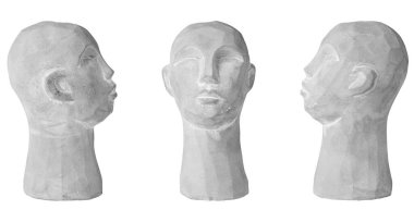 Dekorasyon için alçı başlığı grisini izole edilmiş beyaz arka plan yakın plan üzerine ayarla