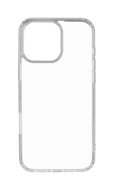 İzole edilmiş ve beyaz arkaplandaki son model telefon için şeffaf silikon kutu