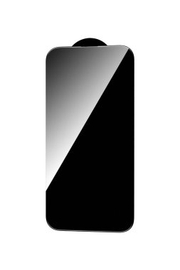 İzole edilmiş ve beyaz arkaplandaki son model telefon için koruyucu cam.