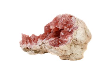 Beyaz arka planda pembe Ametist mineral taşı