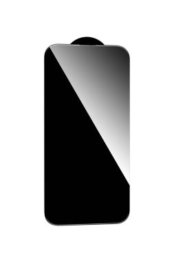 İzole edilmiş ve beyaz arkaplandaki son model telefon için koruyucu cam.