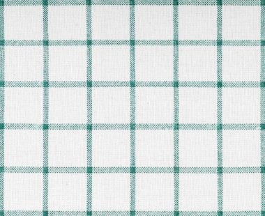 Fabrikadan alınmış yeşil kumaş kareli kumaş, yakın plan havlu.