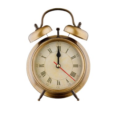 Çalar saat, saat 12: 00 'de, saat 12: 00' de, saat 12: 00 'de, izole beyaz arka planda.
