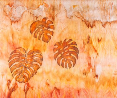 Sarı ve kahverengi tonlarda ipek kumaş dokusunda soyut desen