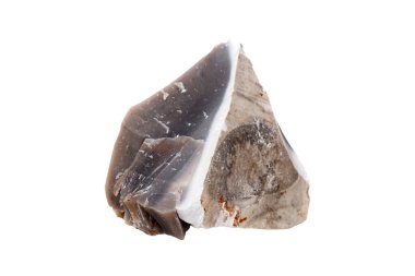 Makro mineral taş Flint kaya beyaz bir arka plan üzerinde Kapat