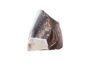 Kayadaki Flint mineral taşı, beyaz arka planda. Yakın plan.