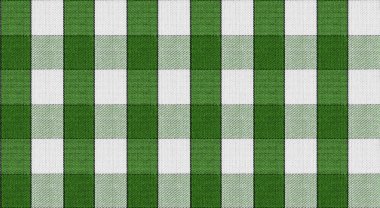 Geleneksel ekose desenli yeşil ve beyaz kareli tekstil. Giysiler, döşemeler ve kırsal iç temalar için mükemmel..