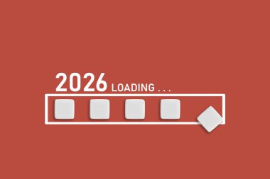 2026 Brown arkaplanına metin yükleniyor. Ticari planlama, mali eğilimler ve gelecekteki ekonomik kavramlar için ideal, kapat