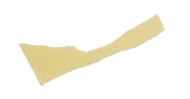 Sarı boya bandı beyaz arka planda izole edilmiş, makro. Beyaz arka planda, yırtık, buruşuk, bükülmüş sarı boya bantları, yakın plan..