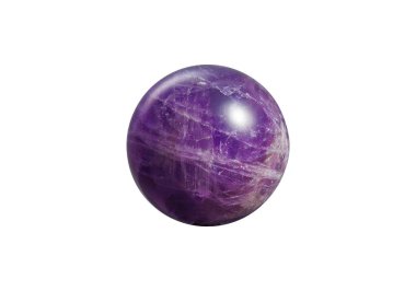 A vibrant amethyst ball on an isolated white background, featuring rich purple tones and a glossy finish. Perfect for spiritual decor or gemstone displays.