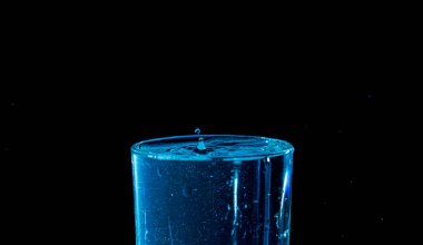 Su damlası düşüyor, makro sıçrama. Doğal ve karanlık bir arkaplanda yakın plan.