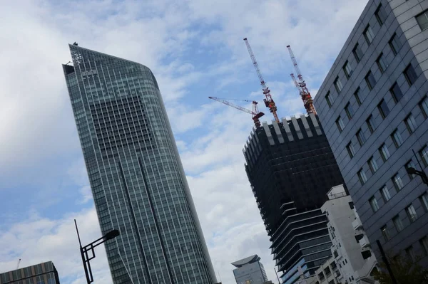 Moderna Vista Exterior Del Edificio Con Estilo Ciudad Hacinada Tokio —  Fotos de Stock