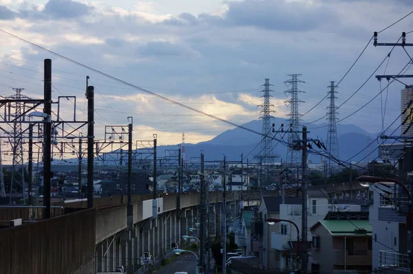 Abenddämmerung Mit Blick Auf Die Straßen Der Japanischen Provinzstadt Tokio — Stockfoto