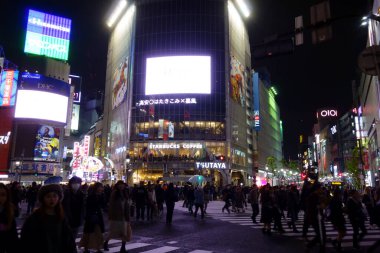 November 19, 2018: People on the street in front of the famous Tokyo Shibuya station, Hanagai, near the scramble crossing, Japan