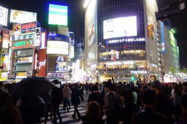 November 19, 2018: People on the street in front of the famous Tokyo Shibuya station, Hanagai, near the scramble crossing, Japan