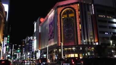 November 05, 2022: Tokyo, Japan, elegant and gorgeous Ginza night view, near 4-chome crossing Mitsukoshi