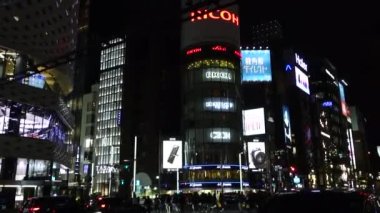 November 05, 2022: Tokyo, Japan, elegant and gorgeous Ginza night view, with 4-chome crossing, famous columnar buildings are dazzling