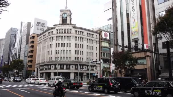 November 2022 Tokyo Japan Ginza Lyxiga Köpcentrum Harumi Dori Vid — Stockvideo