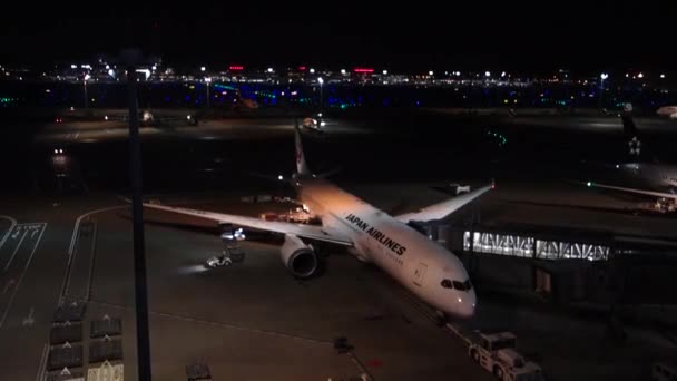November 2022 Tokyo Japan Haneda Airport Flight Night Ready Take — Video